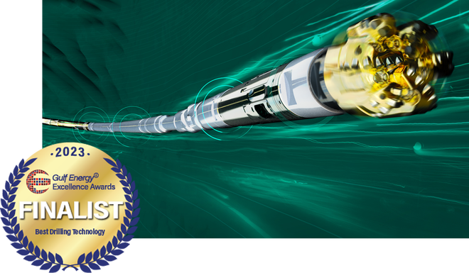 i-Trak automated ROP optimization service animation still with Gulf Energy 2023 finalist award logo.