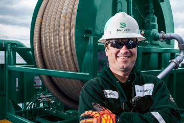 Photo of Baker Hughes employee on StimFORCE stimulation vessel