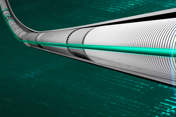 Animation still showing the SureVIEW CoreBRIGHT enhanced backscatter fiber (EBF) tool.