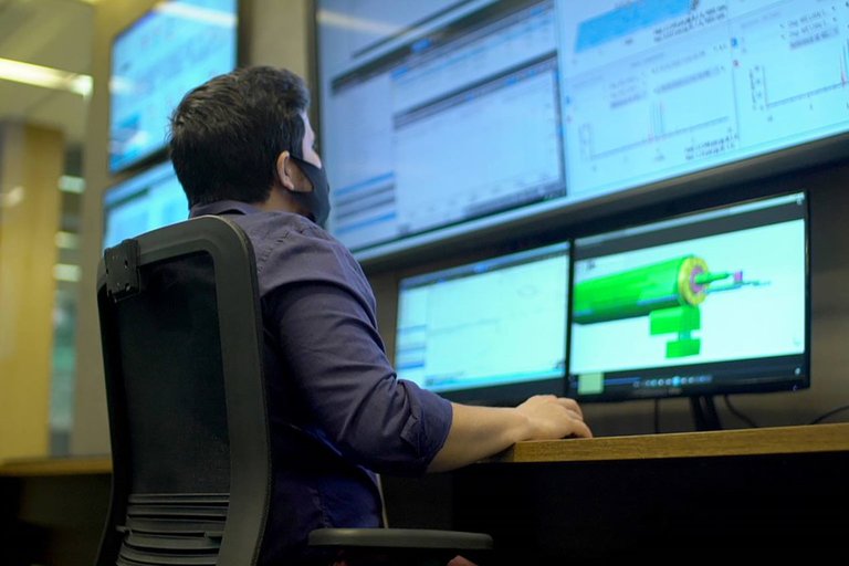 Man focusing on screen